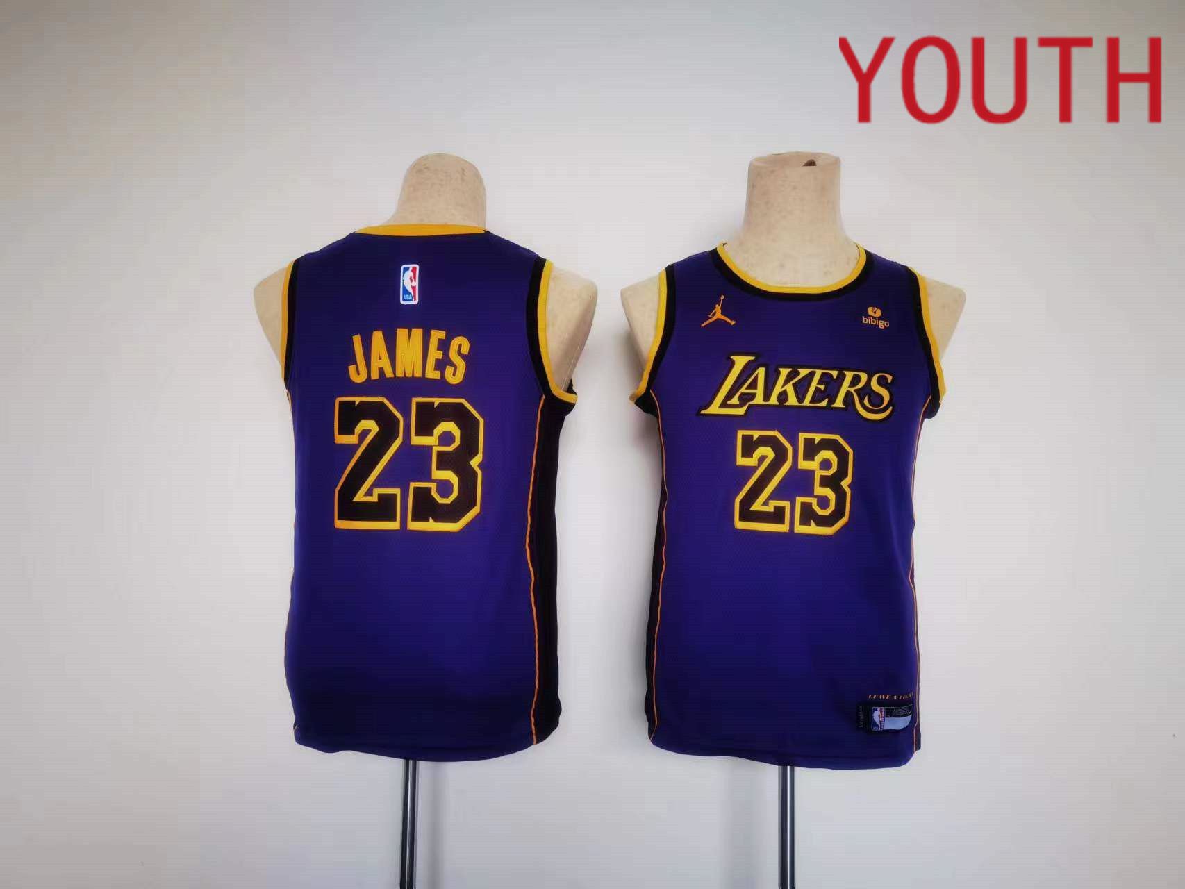 Youth Los Angeles Lakers #23 James Jordan Brand Purple 2023 Swingman NBA Jersey